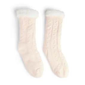 Chaussettes d'intérieur doublées peluche noir TU