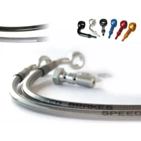 Durite de frein avant d'aviation SPEEDBRAKES inox/raccord or Suzuki DR-Z 400 SM
