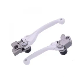 Paire Levier Frein/Embrayage Incassable Moto MX Polisport Blanc Beta RR 50à480 12-22