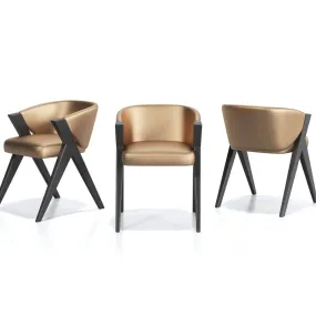 Upholstered design dining chair with beech wood feet